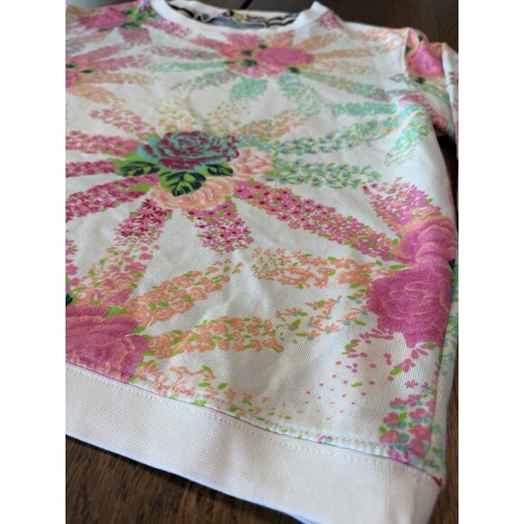 MSGM Floral Crop Sweatshirt Women’s Size M White Multi Crew Neck Made In Italy - Picture 3 of 11